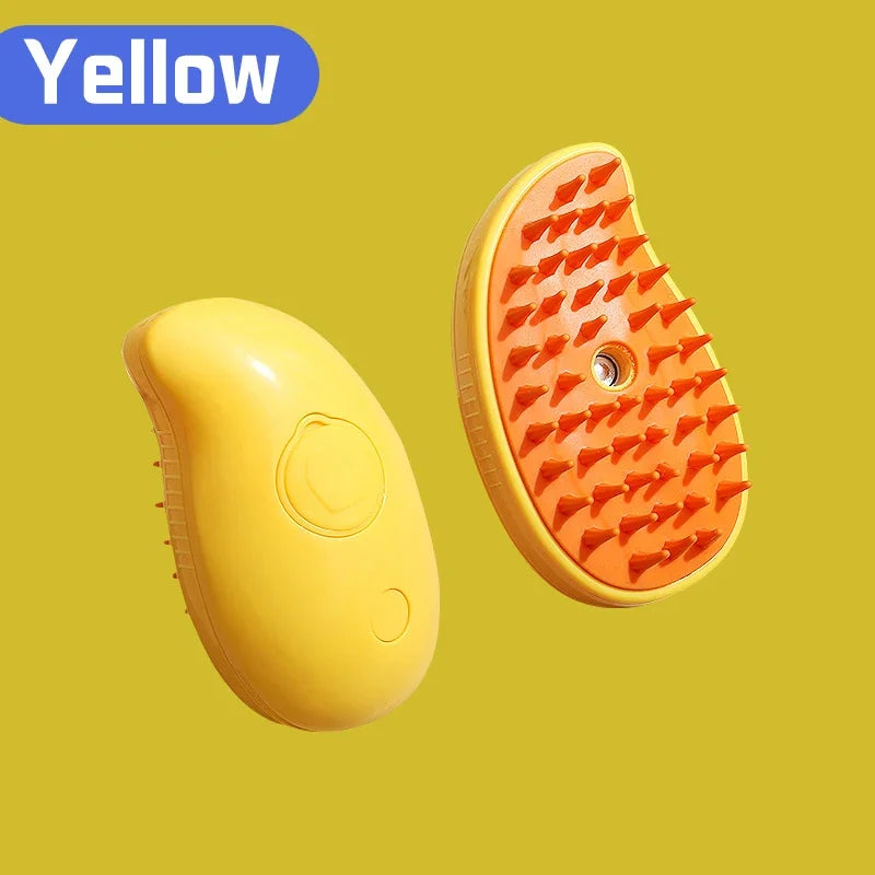 Rechargeable 3-in-1 Pet Grooming Brush with Steam, Massage & Hair Removal
