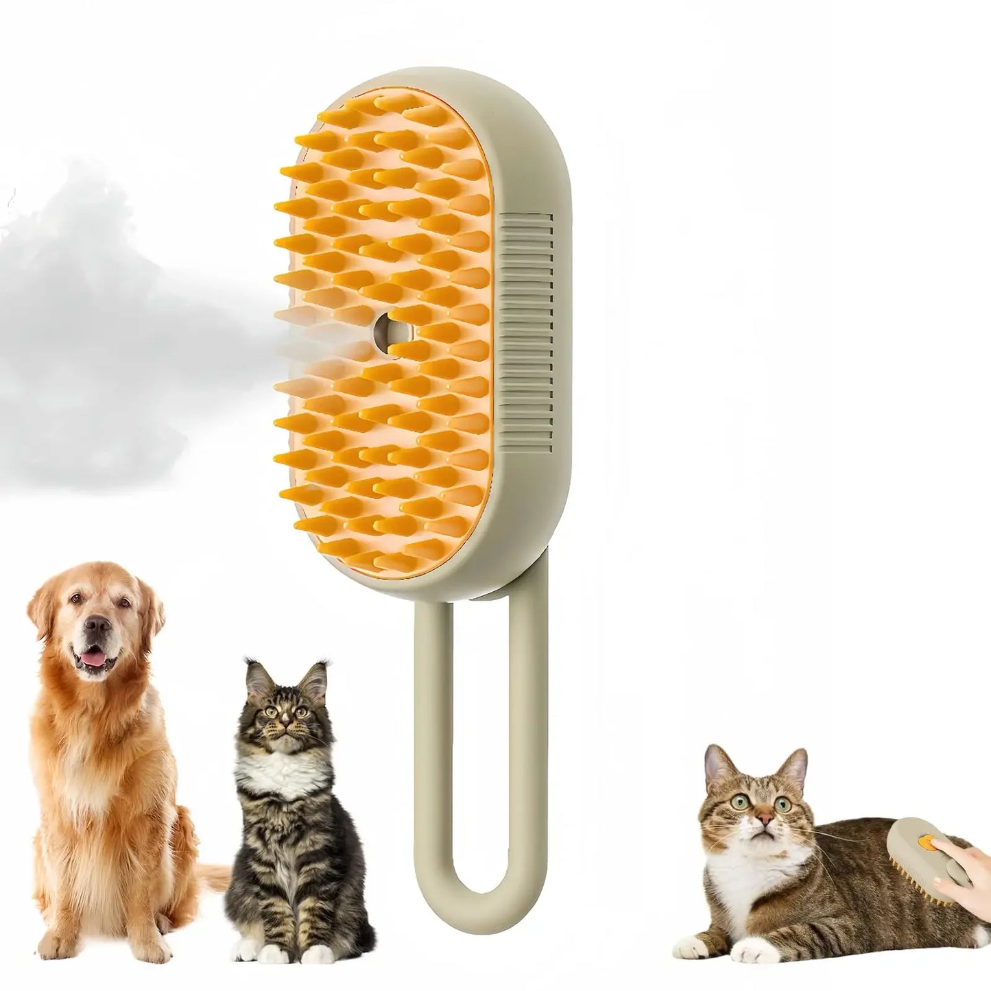 Rechargeable 3-in-1 Pet Grooming Brush with Steam, Massage & Hair Removal