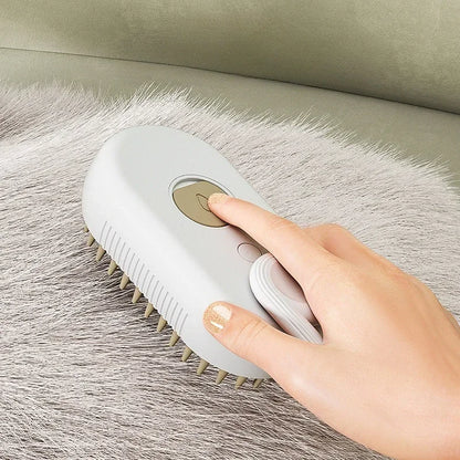 Rechargeable 3-in-1 Pet Grooming Brush with Steam, Massage & Hair Removal