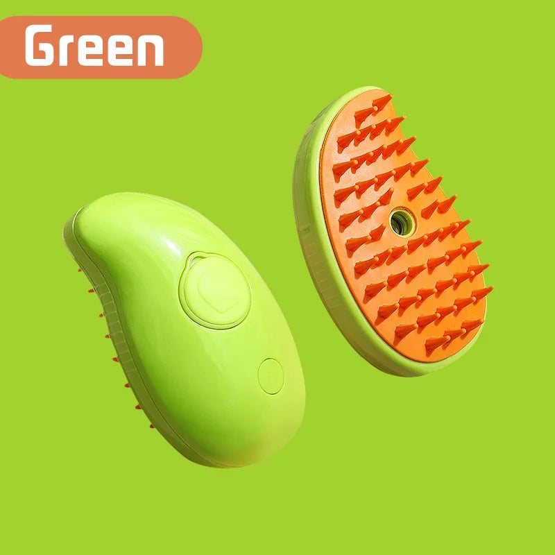 Rechargeable 3-in-1 Pet Grooming Brush with Steam, Massage & Hair Removal